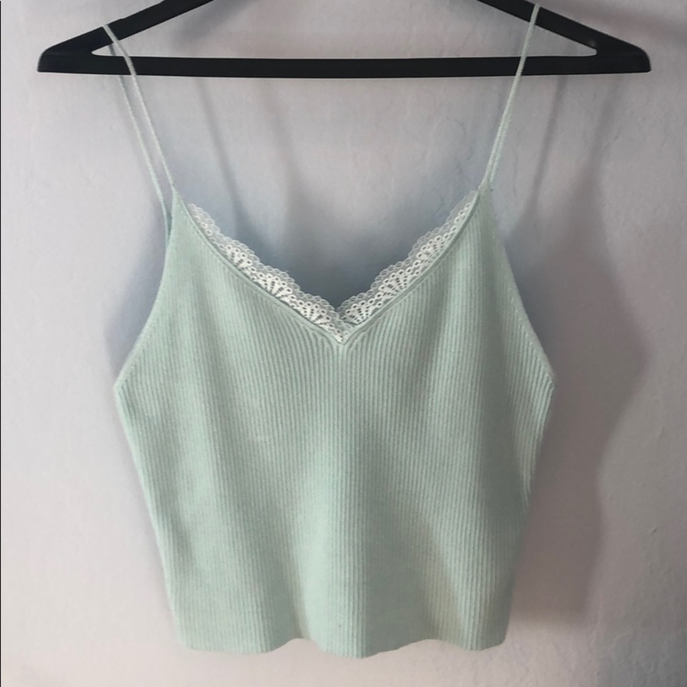 LA Hearts Teal Tank With Lace Neck